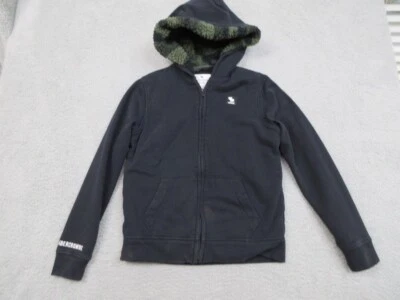 Abercrombie & Fitch Jacket Outerwear Boys 13/14 Black Camo Sherpa Lined Logo Zip - Image 1 of 4
