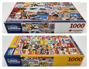 Set of 2 White Mountain Puzzles 1000 Pc I Love America & G Cereal Boxes Puzzles - Picture 1 of 10