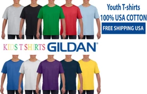 Gildan Brand Style G500B Kids Youth Blank T-shirts 100% USA COTTON - Picture 1 of 4