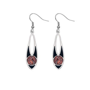 Mackintosh Teardrop Earrings With Rose Silver Plated Branded Packaging - Picture 1 of 7