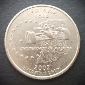 2002 D Indiana ~ US State Quarter ~ 25 ¢ KM# 334 - articolo esatto mostrato - Foto 1 di 2