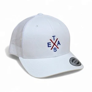 BORDADO TeXas en BLANCO TRUCKER SOMBRERO GORRA DE BÉISBOL BILLETE CURVO TALLA ÚNICA AJUS NUEVO - Imagen 1 de 7