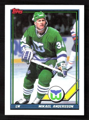 Mikael Andersson 1991-92 Topps #197 Hartford Whalers - Image 1 of 2