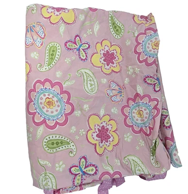 POTTERY BARN Kids Samantha Twin Duvet Cover Pink Paisley Floral Cotton Pakistan - Image 1 of 4