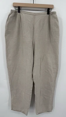 Pantalones FLAX Mujer Grandes Beige Pierna Ancha Cortos Lino Pull On Minimalista Lagenlook Foto 1 de 4