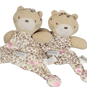Lot of 2 Vitamin Baby Leopard Lovey Plush Toy 8" Cheetah Print 2011 Security Cat - Picture 1 of 11