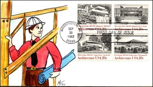 Scott 2022a 20 Centesimi Architettura Americana Melissa Fox Dipinto a Mano FDC Unico? - Foto 1 di 2