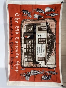 Dickens “The Old Curiosity Shop” Linen Tea Towel by Ulster, Made in Ireland - Picture 1 of 4