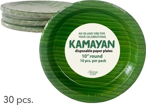 KAMAYAN 10" Platos de Papel Diseño Hoja de Plátano Resistente a Fugas Reciclables (30 Piezas) - Imagen 1 de 7
