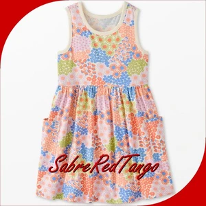 NWT HANNA ANDERSSON SLEEVELESS PLAYGROUND DRESS POCKETS SEA BLOOMS 110 5 - Picture 1 of 4