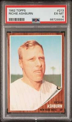 1962 Topps #213 Richie Ashburn PSA 6 Mets  (8894) - Image 1 of 2