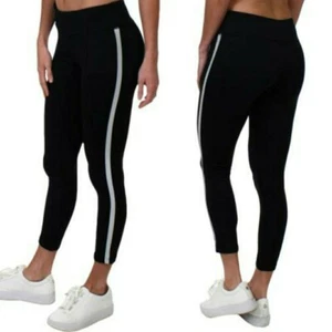 Tahari Sport Black, Gray-Striped Leggings - S, M - Picture 1 of 2