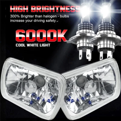 For Mazda B2200 B2600 B2000 RX-7 GLC 7x6"  inch Black LED Headlight Halo DOT Foto 1 de 4