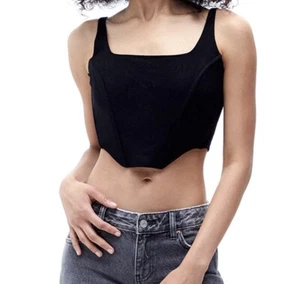 Pacsun LA Hearts Linen Corset Tank Top Women’s Size XS Black - Picture 1 of 11