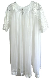 Vintage Shadowline 1950’s Small Chiffon Babydoll Lace Peignoir Set White - Bild 1 von 10