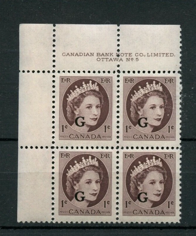 Placa Wilding O40 G sobreimpresión negra #5 en estado bastante bueno casi nueva estampillas de gato $6 Canadá Foto 1 de 1