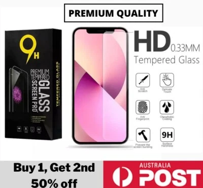 ✨9H Tempered Glass Screen Protector✔ iPhone 14 13 12 11 Pro XS Max XR 8 Plus✨ - image 1 of 4