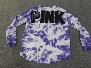 Victoria Secret Pink Sweatshirt medium purple crewneck pullover women geometric - Picture 1 of 15