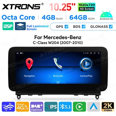 10,25" Autoradio Für Mercedes C Klasse W204 NTG4.0 Android 14 4G+64GB CarPlay 2K - Bild 1 von 4
