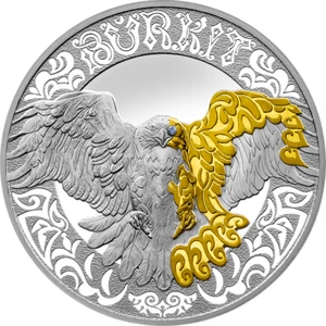KAZAKHSTAN: Gilded Silver 925+Diamond 500 Tenge BURKIT NOMADS TOTEMS 2022 PROOF - Picture 1 of 3