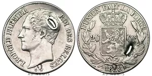 Belgique Rare 20 centimes 1858 argent Léopold Premier Pièce de monnaie belge - Imagen 1 de 1