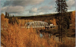 Cartolina panoramica Cottonwood Bridge Cariboo Highway BC Canada fogliame autunnale - Foto 1 di 2