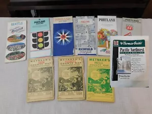 10 MAPS 1950s Metsker's Trail OREGON PORTLAND WASHINGTON Road Street Thomas PNW - Picture 1 of 13