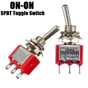 1 Pcs Red 3 Pin ON-ON Mini Toggle Switch 3 Position SPDT AC 6A/125V 3A/250V New - Picture 1 of 5