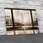 Glass Wall In The Office Building Sepia Canvas Print Large Picture Wall Art