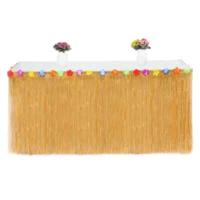 Falda de mesa de hierba Luau faldas de mesa de rafia hawaiana 9 pies para fiesta Luau Foto 1 de 2