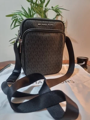 Michael Kors Signature Print Crossbody Bag Black Gry - Image 1 of 4