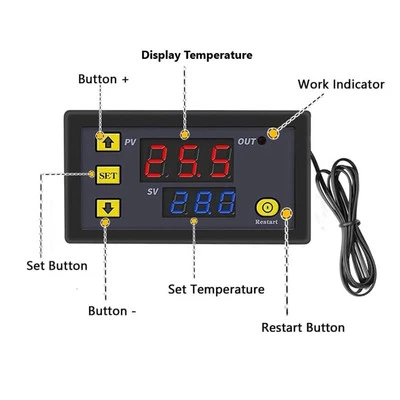 Effizienter 3 Stück Digitaler Temperaturschalter W3230 mit Edelstahlsensor - Image 1 of 4