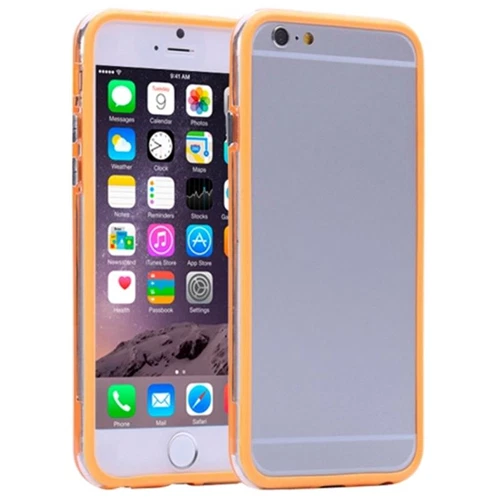 Custodia Bumper in TPU Trasparente e Arancione per Apple iPhone 6 Plus - Immagine 1 di 1