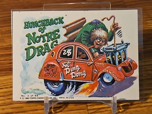 1980 Topps Weird Wheels #1 Hunchback of Notre Drag Card - Bild 1 von 2