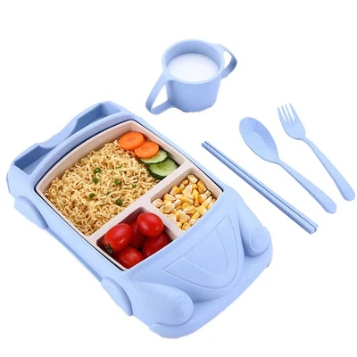 Car Plate 8Pcs/Set Bamboo Children Dinnerware Sets - Dishwasher/Microwave - image 1 of 4