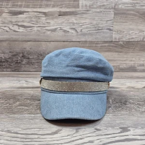 Rhinestone Brim Denim Womens Hat Cap Adult Fitted  - Picture 1 of 5
