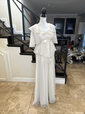 Maxi Vestido John Charles Londres Años 70 Boda Crema Organza Boho Imperio 14 M Foto 1 de 4