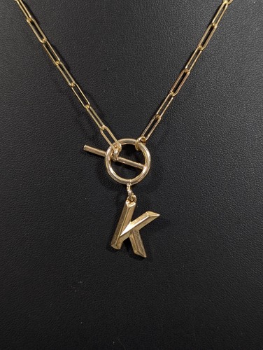 VETEMENTS Collana Serefina iniziale lettera K ciondolo a levetta alfabeto fermacarte catena oro