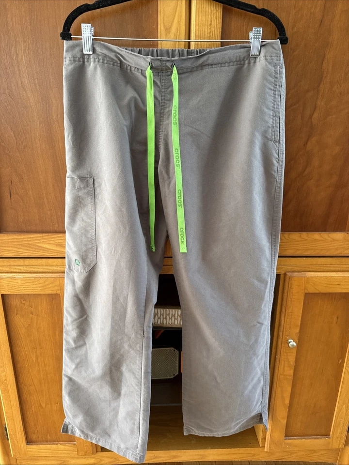 Pantalones Médicos Crocs Grises Talla Grande Alto Ancho Recto Elegante Foto 1 de 4