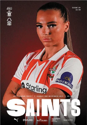 SOUTHAMPTON WOMEN V NOTTM FOREST WOMEN 02/11/25 WSL2  OFFICIAL MATCH PROGRAMME - Image 1 of 2