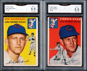 GMA 5.5 Reds Set LoTt: 1954 Topps #136 Connie RYAN & #138 Bob BORKOWSKI EX+ - Picture 1 of 2