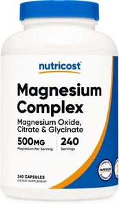 Nutricost Magnesio Complex 500 mg, 240 capsule - senza glutine e non OGM - Foto 1 di 5