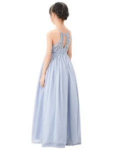 A-line Lace Flower Girl Dress Halter Dresses Graduation Dresses Chiffon Dresses - Picture 1 of 47