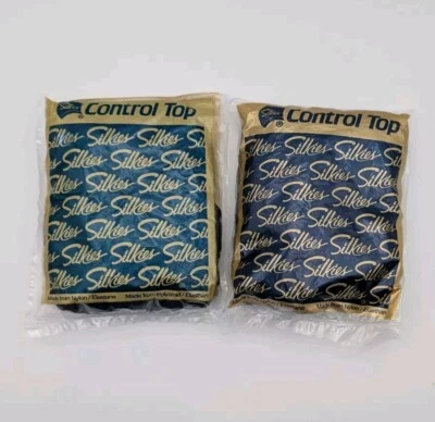Silkies Control Top Hose Tights Queen XL Navy Blue Two Pairs Made In USA 070507  - Image 1 of 4