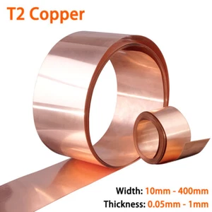 1 Meter Copper Sheet Strip Pure Cu Thin Foil Plate Thick 0.05-1mm Width 10-400mm - Picture 1 of 9
