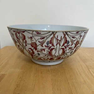 Famille Rose Porzellan große Schüssel 12" Durchmesser, rosa, rot, gold, blau, floral - Bild 1 von 9