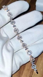 Pear Cut Lab Created Diamond 14K Yellow Gold Plated Heart Shape Bracelet - Picture 1 of 6