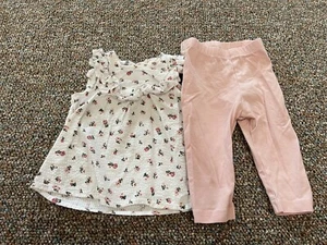 H&M Girls Floral Top with Pink Leggings 4-6M - Picture 1 of 3