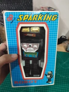 Vintage Sparkling Robot wind up with friction light up on the chest walking - Picture 1 of 9