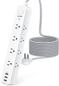 🔥🔥OneBeat 5 ft Cord Power Strip Surge Protector 8 Widely AC Outlets 3 USB🔥🔥 - Picture 1 of 5